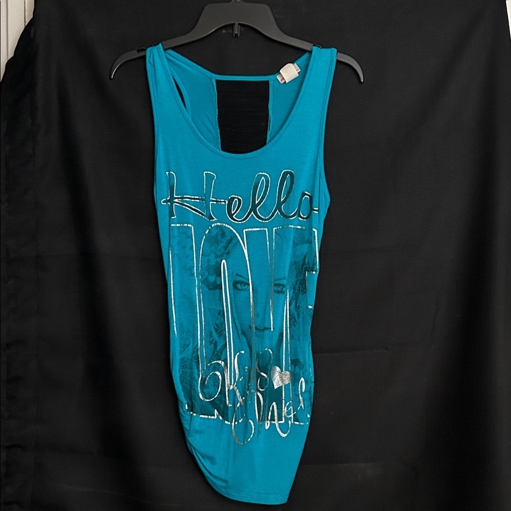 Vibrant Teal Graphic Tank Top
